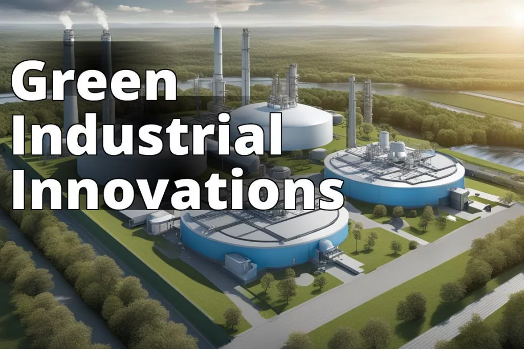 An image of a futuristic industrial facility with advanced technology and green energy solutions suc